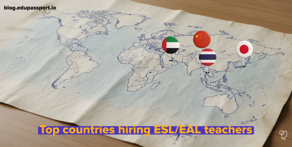 Highlight top countries hiring ESL/EAL teachers (US audience focus).