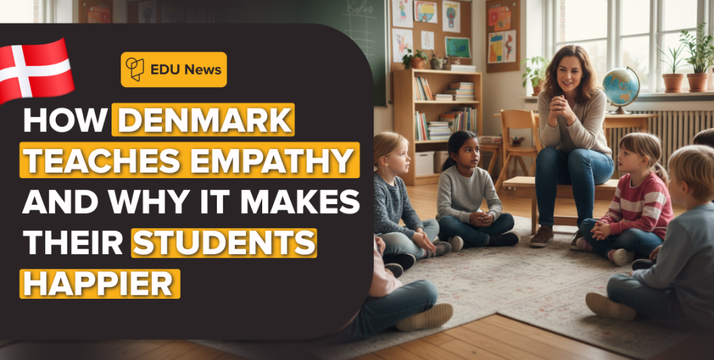 Danish students sitting in a cozy classroom discussing during empathy lesson