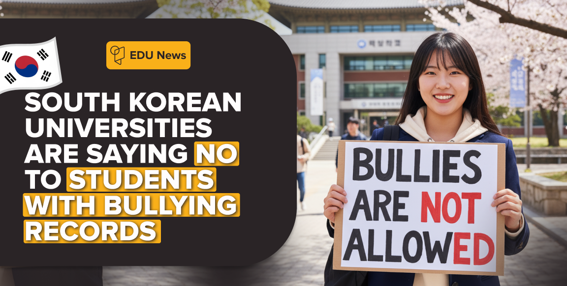 South Korean students walking on a university campus, representing admissions and character evaluation