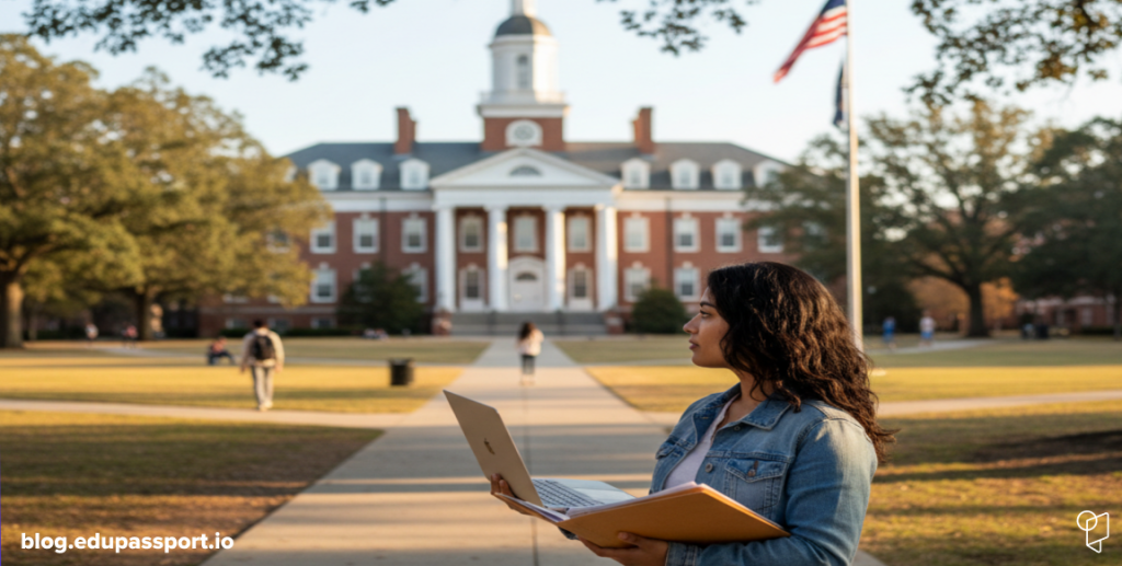 International student on US campus as international enrollment declines
