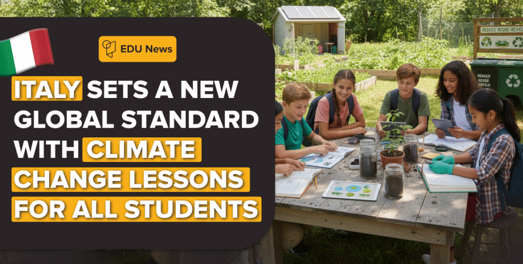 Students learning about climate change in an Italian classroom