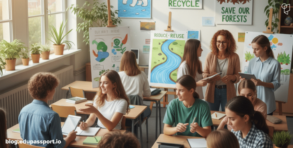 Italian students engaging in a climate change lesson