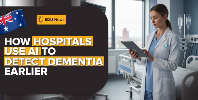 Clinician reviewing electronic health records on a tablet with subtle AI elements.