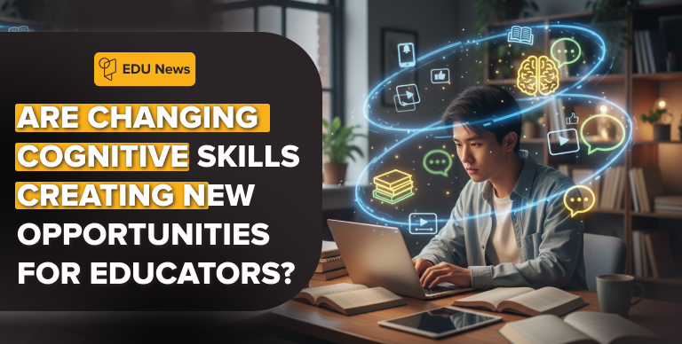 Student balancing digital learning and deep focus classroom activities representing changing education skills