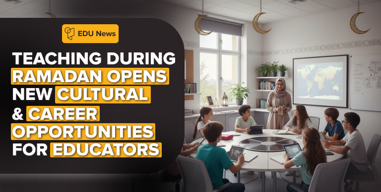 International teacher leading a culturally inclusive Ramadan learning discussion with diverse students