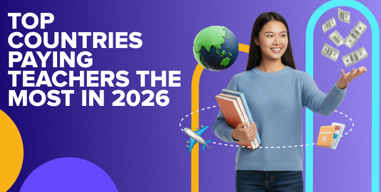 World map showing highest paying countries for teachers in 2026 with salary highlights