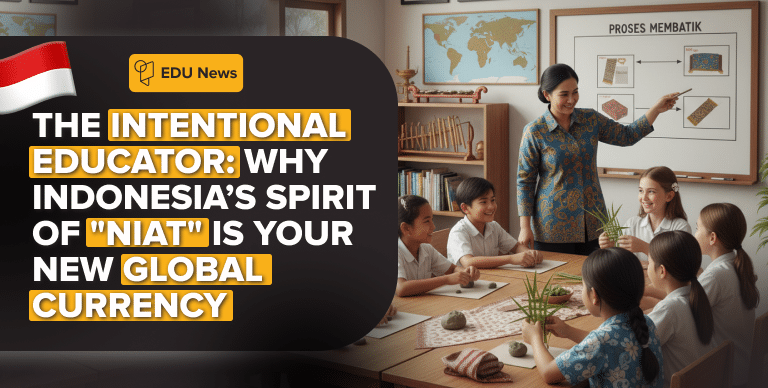 A modern teacher in an Indonesian classroom.