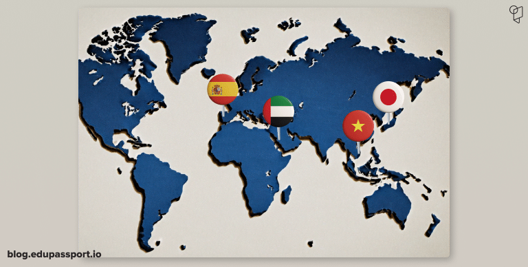 Map showing popular countries for ESL teaching jobs abroad.