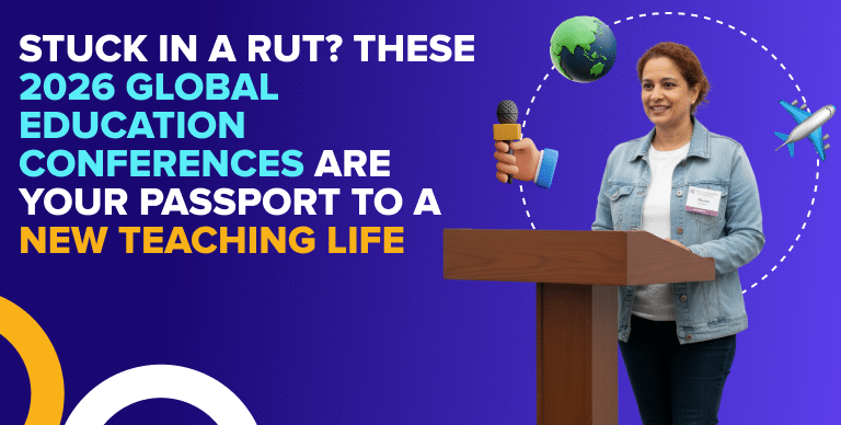 Professional ESL teacher preparing for an international education conference