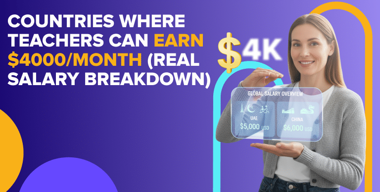 World map showing countries where teachers can earn $4000 per month