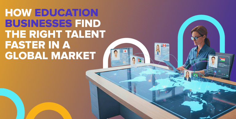 Education recruiter reviewing international educator talent profiles from multiple countries