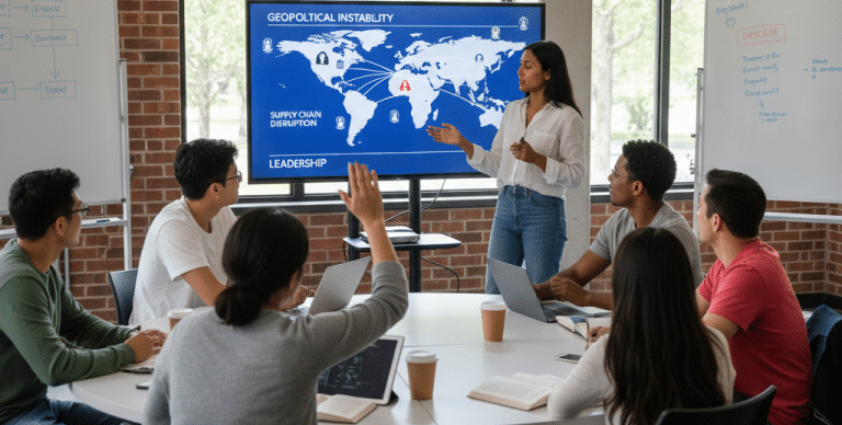 Executive education session in a geopolitically sensitive environment with global risk analysis tools